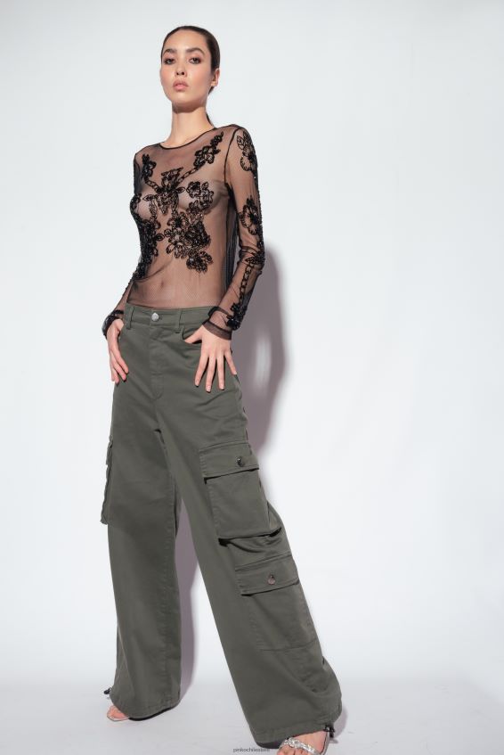 cl Pinko pantalones casuales pantalones cargo oversize Verde gris TZ004Z638 TZ004Z638 Pinko Chile carteras de elegancia Agrega estilo sofisticado a tus outfits con Pinko